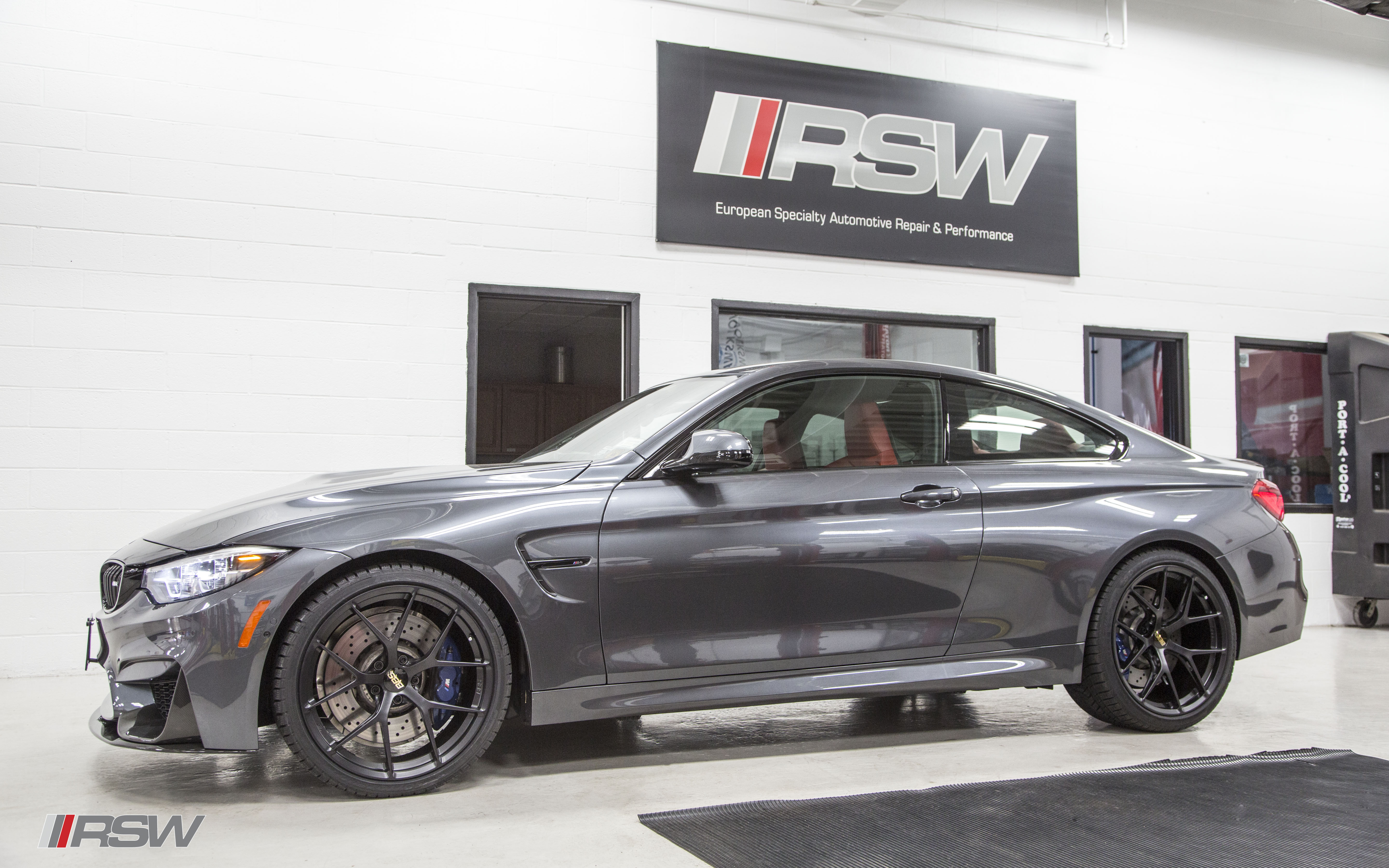 Grey BMW M4 in the RSW Euro shop