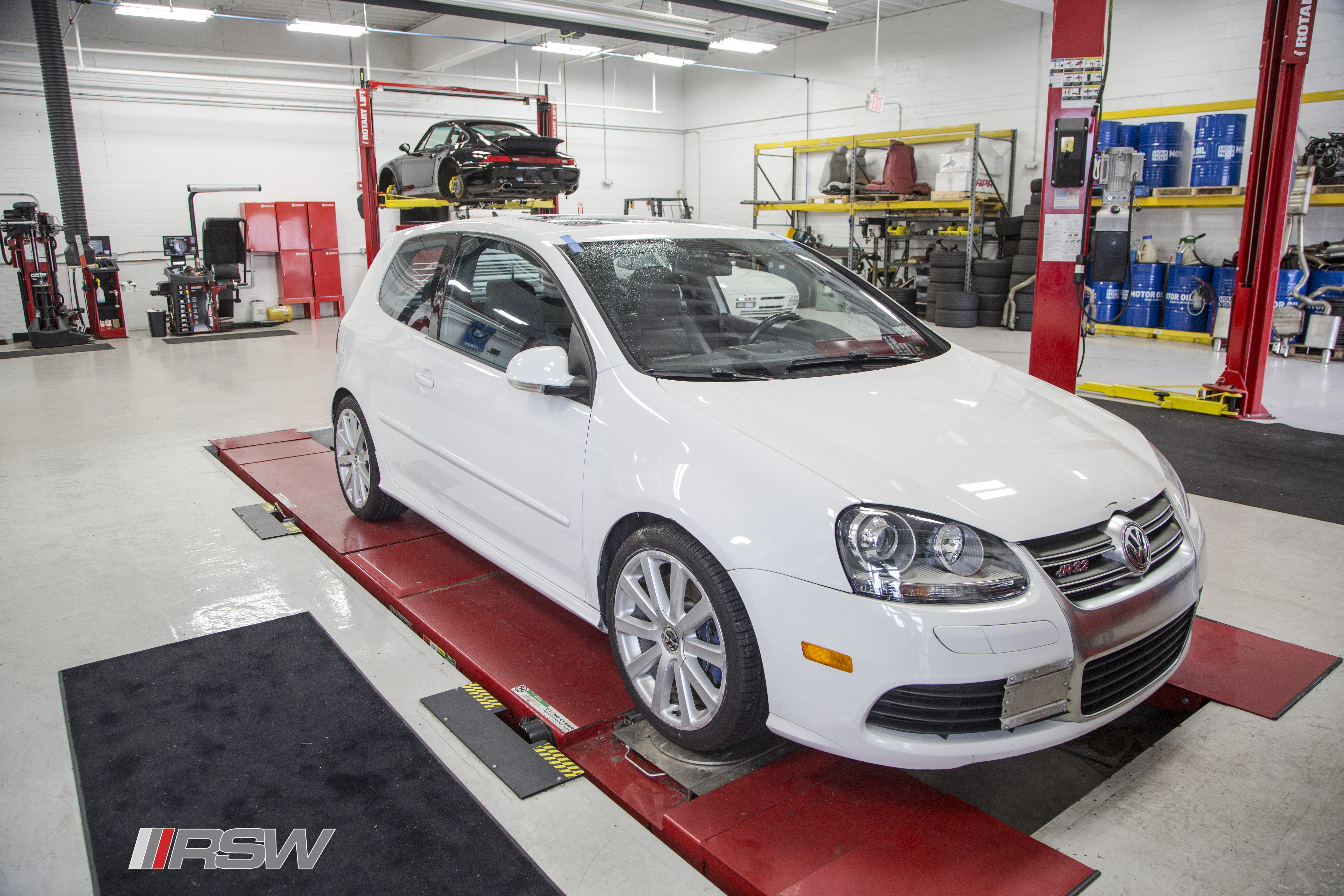 Volkswagen Golf R32 on the alignment rack at RSW Euro